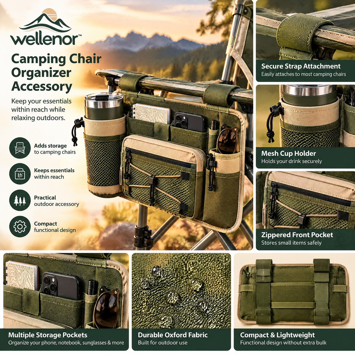 wellenor™ Camping Chair Organizer Accessory